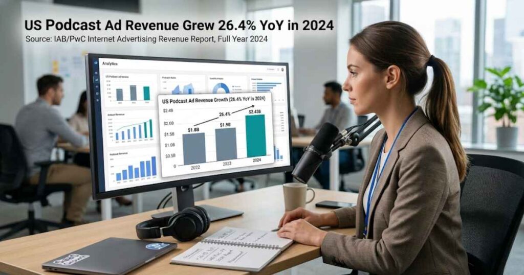 US Podcast Ad Revenue Grew 26.4% YoY in 2024