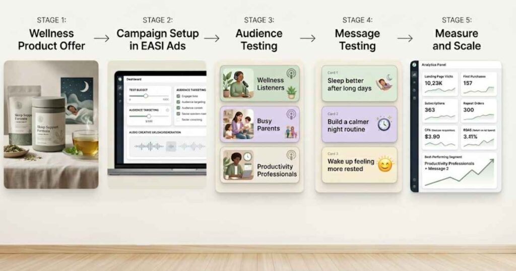 SMB wellness brand testing and scaling podcast ads with EASI Ads