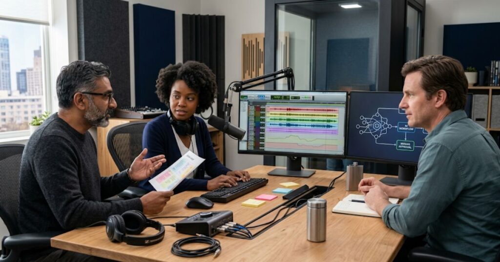 Human-Led AI Podcast Advertising Production Workflow